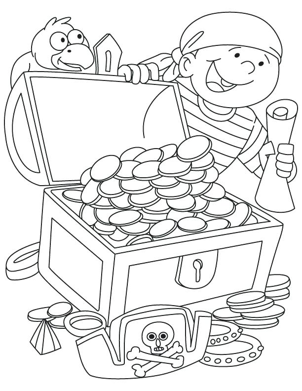 612x792 Cool Pirate Coloring Pages Fee Got Treasure Chest Page Download