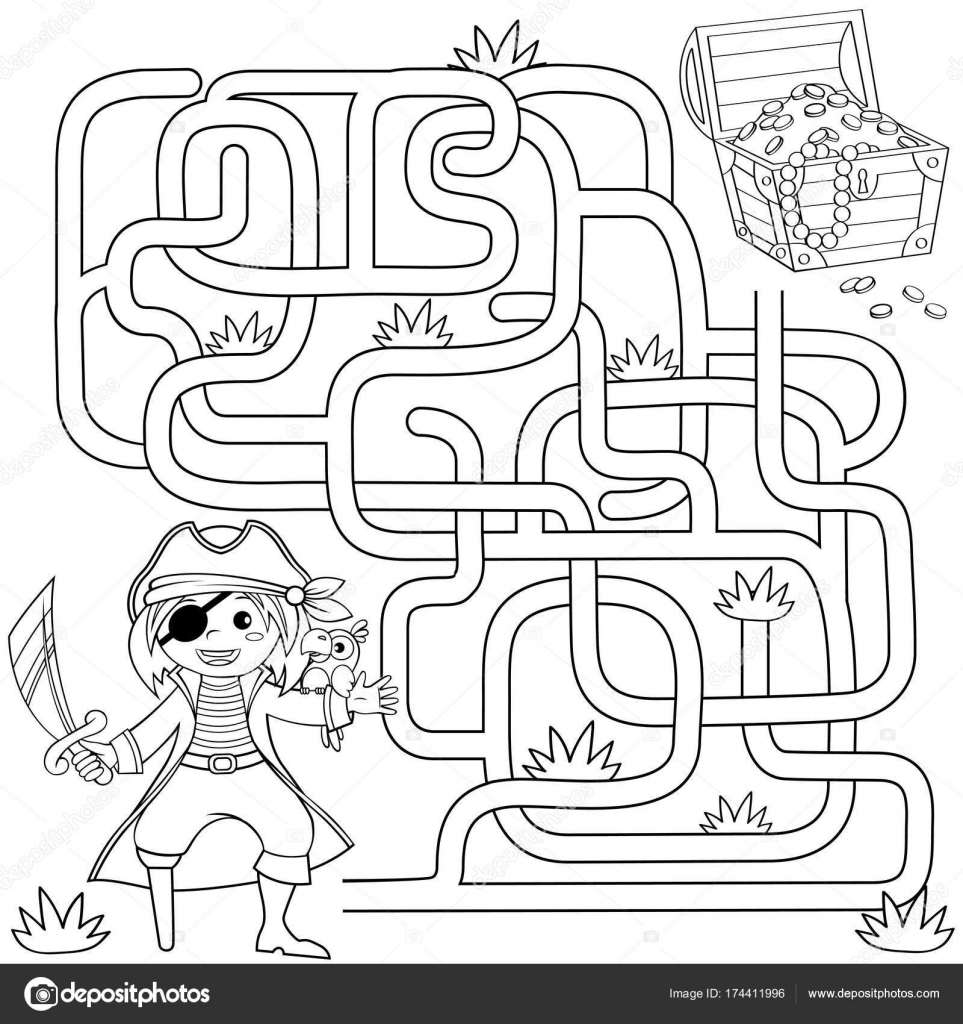 963x1024 Help Pirate Find Path To Treasure Chest Labyrinth. Maze Game