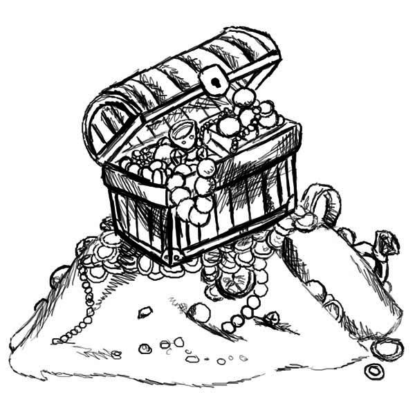 600x600 Treasure Chest, A Sketch Drawing Of Treasure Chest Coloring Page