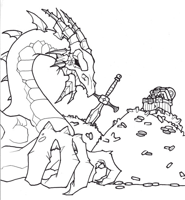 600x649 Dragon Protecting The Treasure By Death Consoler