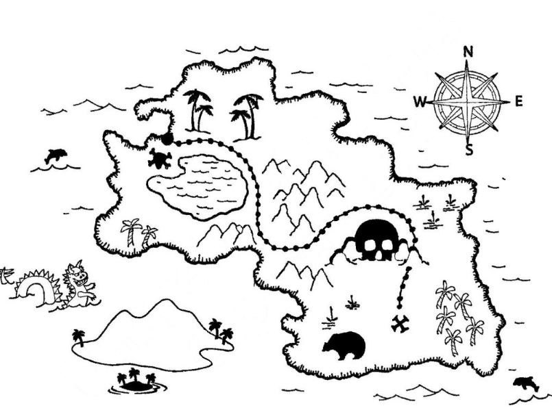 805x596 Treasure Map Coloring Page Free Drawing Board Weekly
