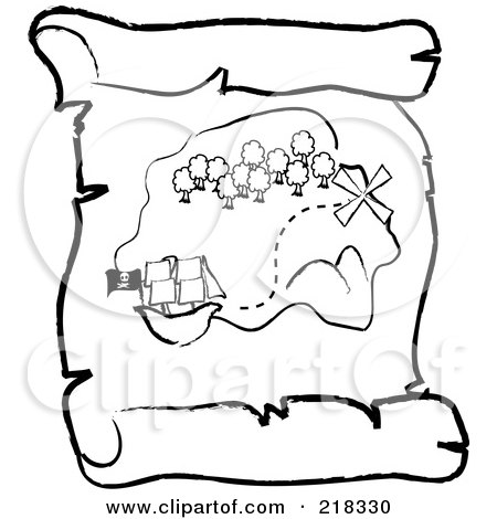 450x470 Royalty Free (Rf) Clipart Illustration Of Outlined Ship Near