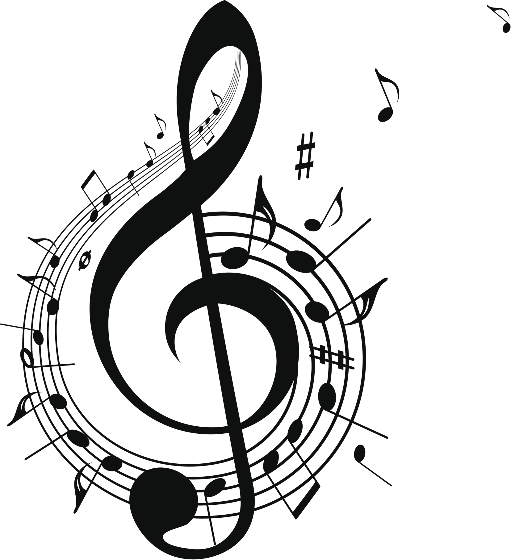 1655x1814 Treble Clef Notes Clipart