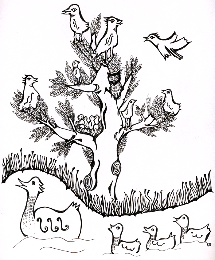 700x845 Drawings Ornosk Birds, Landscape, Weather