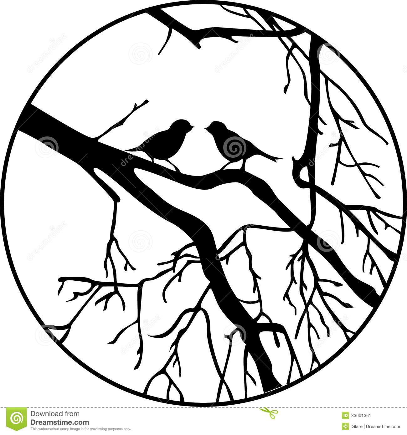 1300x1390 Bird On Tree Drawing Pics For Gt Tree Branches Black And White