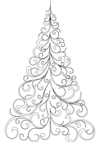 339x480 Swirly Christmas Tree Coloring Page Free Printable Coloring Pages