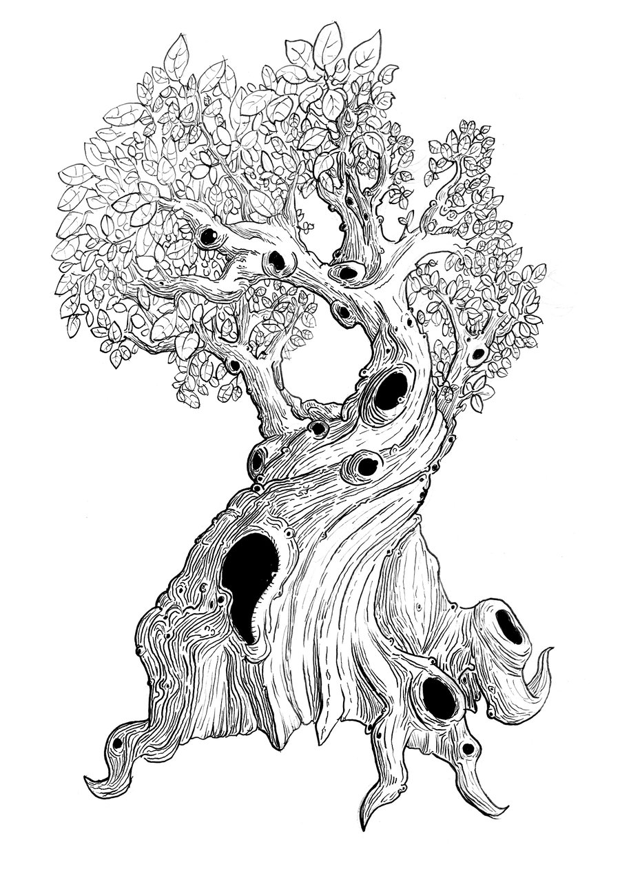 900x1260 Spooky Tree Drawing Creepy Clipart Haunted Tree
