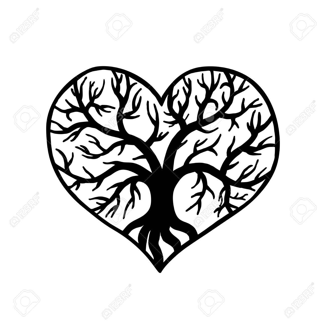 1300x1300 Openwork Heart With A Tree Inside. Laser Cutting Template
