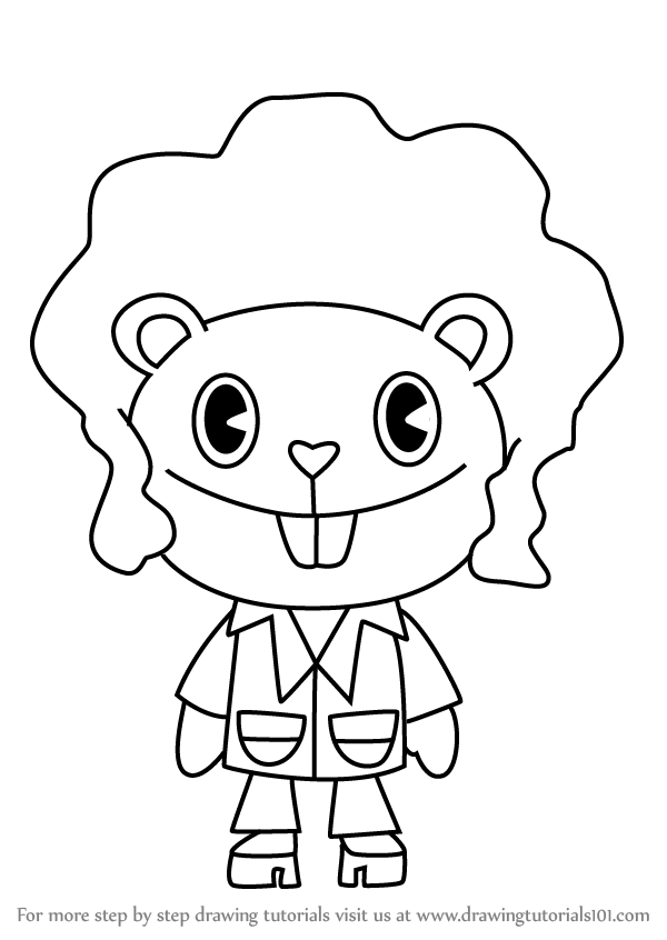 600x846 Learn How To Draw Disco Bear From Happy Tree Friends (Happy Tree