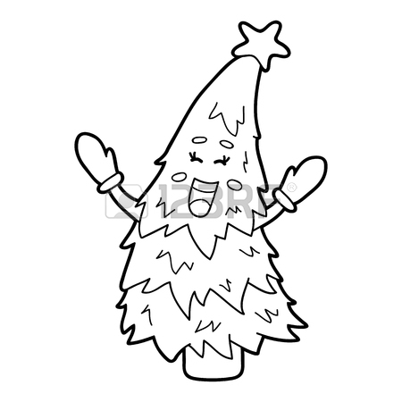 450x450 Vector Illustration Coloring Page Of Cartoon Christmas Tree