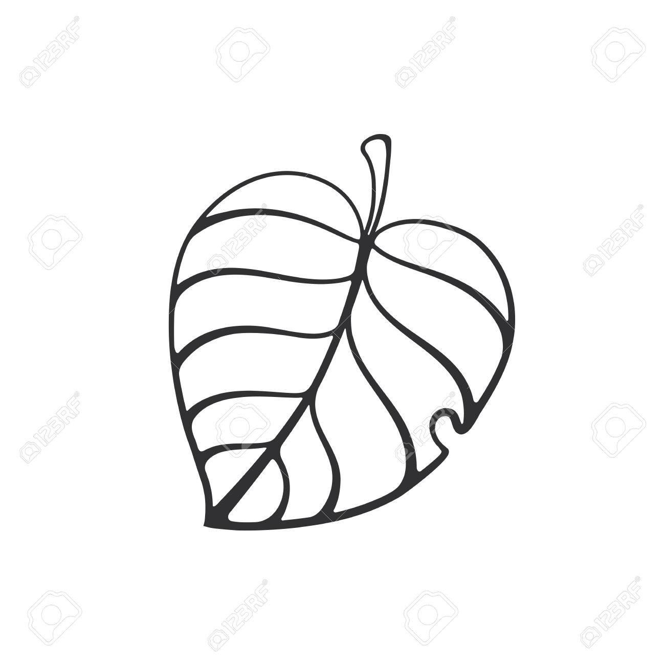 1300x1300 Vector Illustration. Cartoon Sketch Of Tree Leaf. Ecology