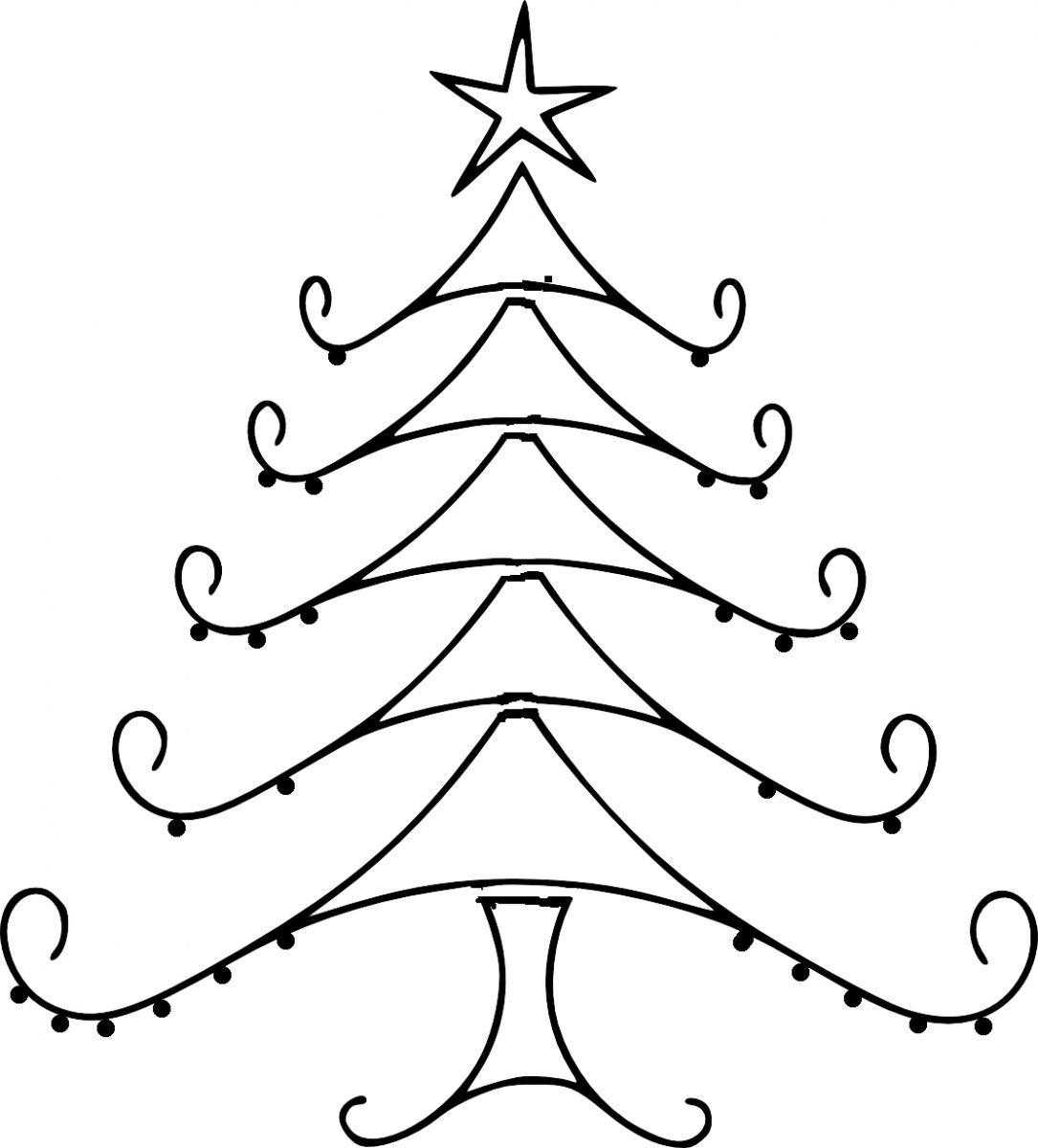 1085x1200 Christmas Tree Line Drawing