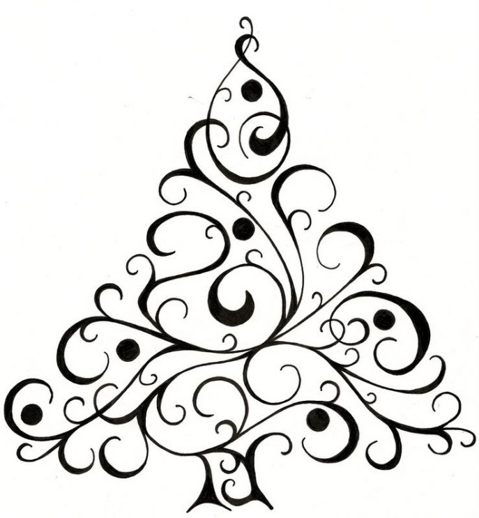 687x743 Coloring Pages Wonderful Christmas Tree Drawing Coloring Pages