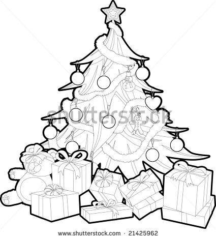 425x470 Christmas Outline Pictures Christmas Tree Outline Stock Images