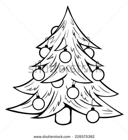 430x470 Christmas Outline Drawings Contour Christmas Tree On White