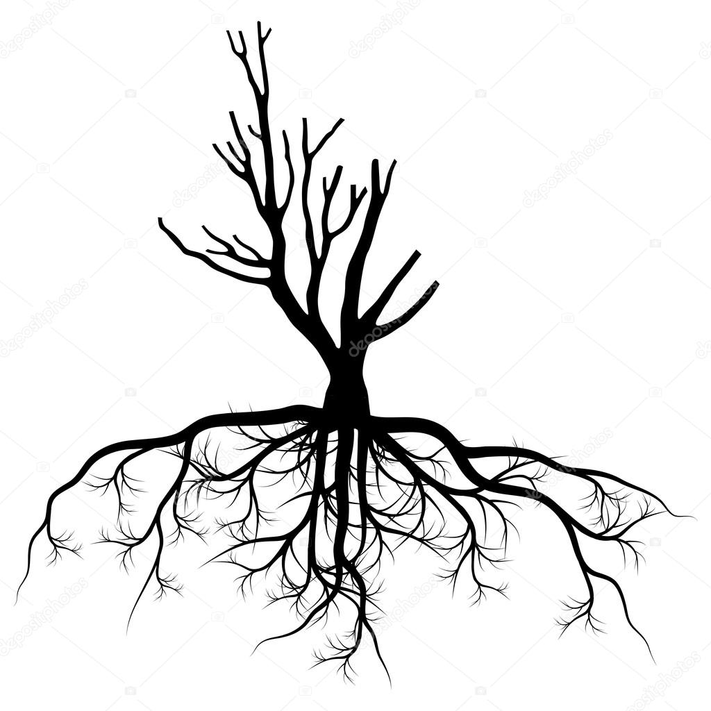 1024x1024 Tree With Roots Background Vector Pollution Concept Stock Vector