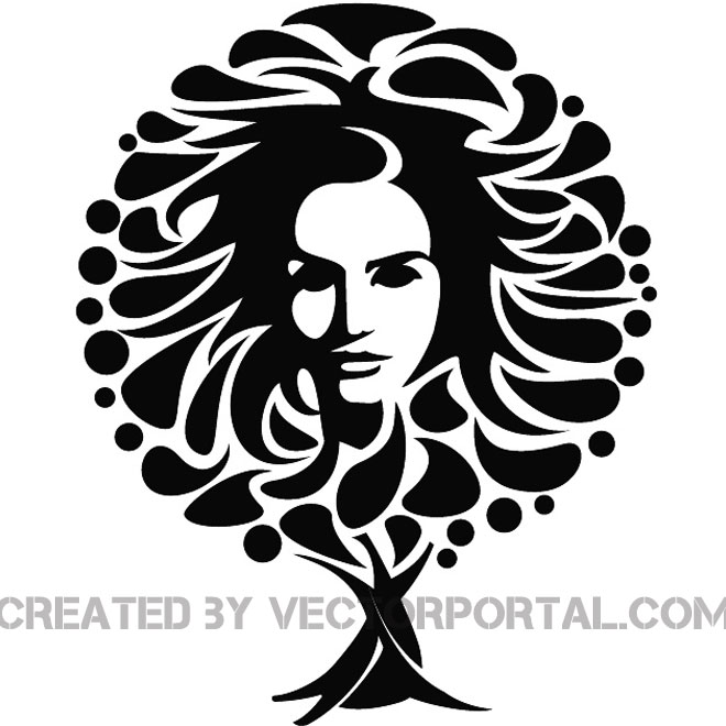 660x660 Girl Face And The Tree Vector Image