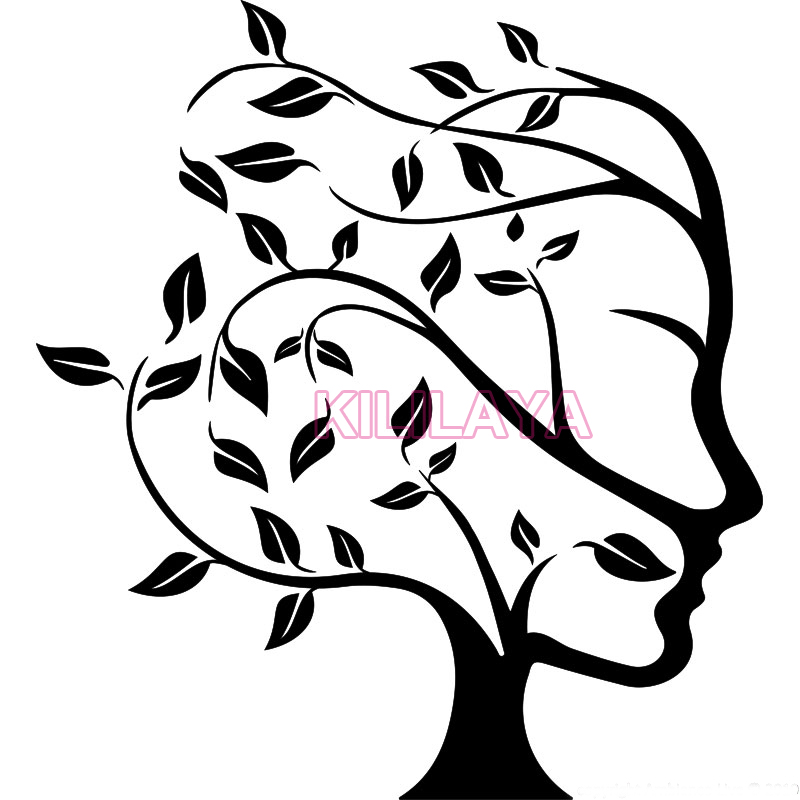 800x800 Stickers Natural Tree Women Face Wall Sticker Decals Mural Wall