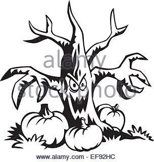 305x320 A Bare Tree With A Scary Face And Pumpkins On The Ground Beneath