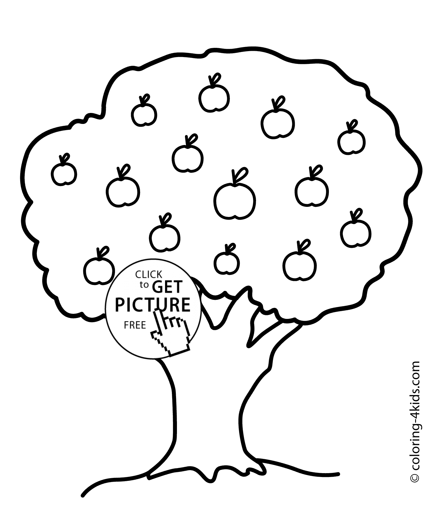 1483x1780 Apple Tree Coloring Page For Kids, Printable Free
