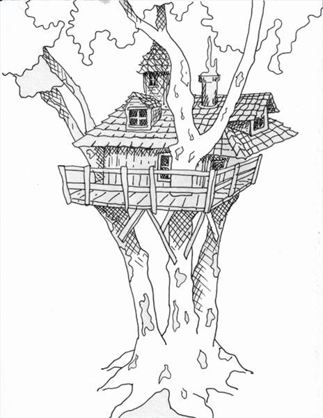 464x600 How To Draw Tree House Our Pastimes
