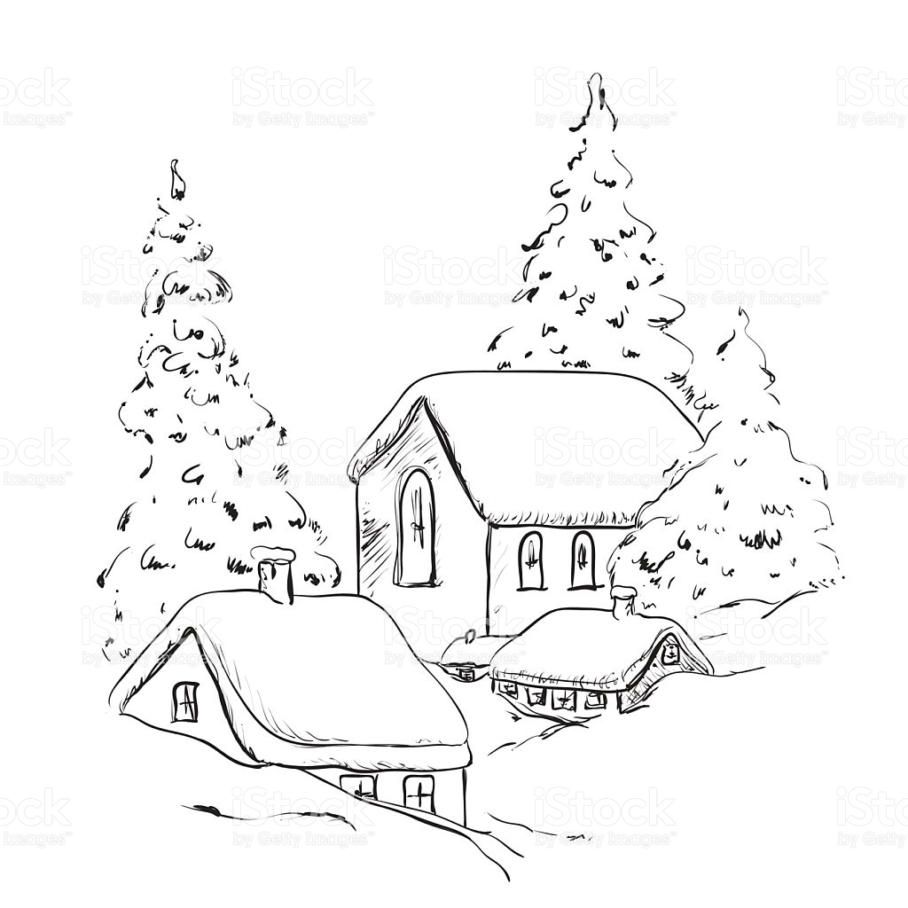 1024x1024 Landscape Christmas Tree Drawing Merry Christmas Amp Happy New