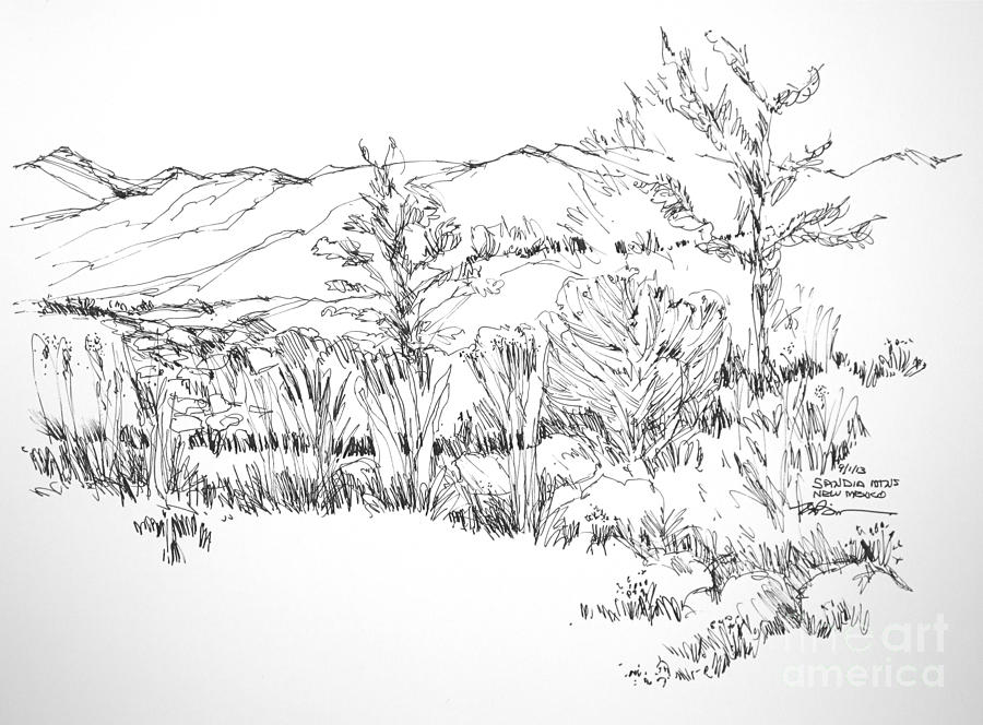 900x664 Mountains Landscape New Mexico Drawing By Robert Birkenes