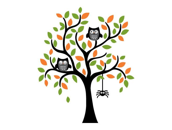 660x500 Halloween Tree Wall Decal Weedecor
