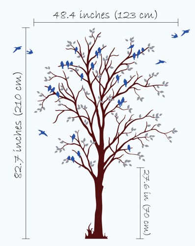 397x500 Tree Wall Decal Mural Large Tree With Birds Nursery Long Tree