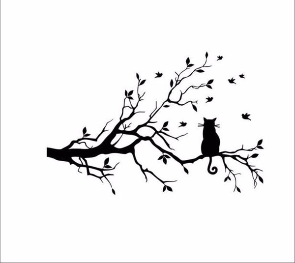 600x535 Cat On A Long Branch Of Tree Wall Sticker Cat Lovers' Store
