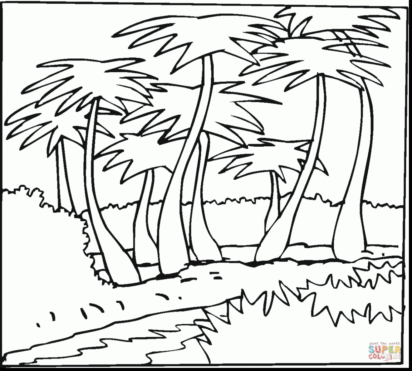 1320x1189 Contemporary Decoration Palm Tree Coloring Page Astounding Beach