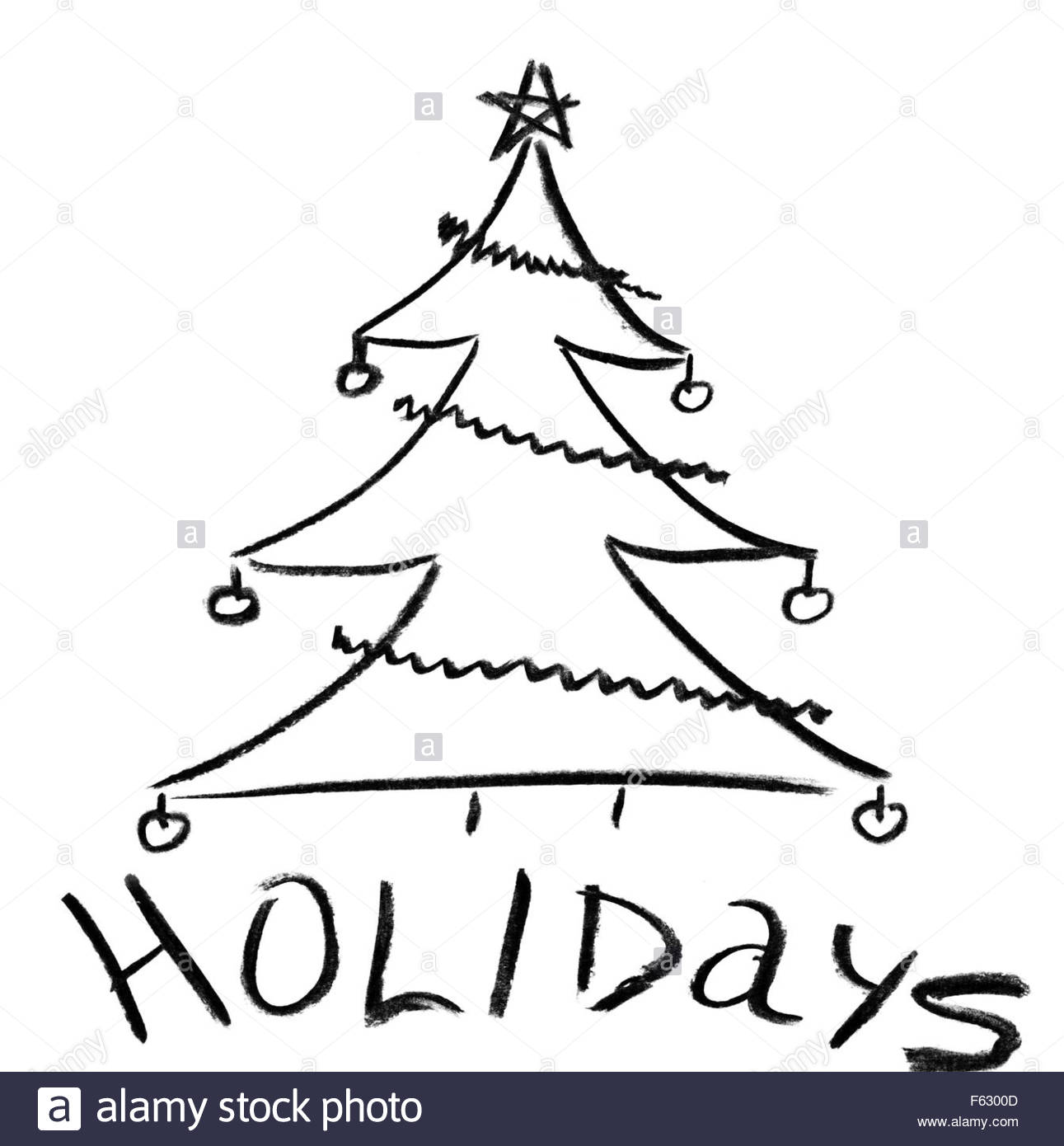 1291x1390 Pencil Sketch Of Christmas Tree With Ornaments Stock Photo