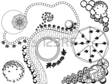 450x348 Plan Of Garden With Plant Symbols Royalty Free Cliparts, Vectors