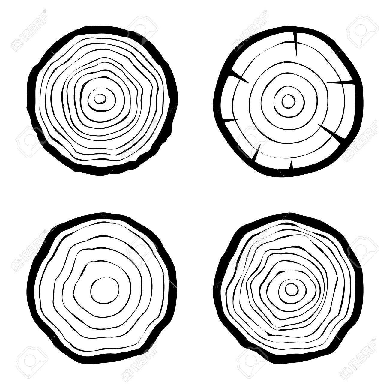 1300x1300 Set Of Four Tree Rings Icons. Concept Of Saw Cut Tree Trunk