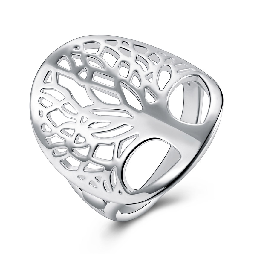 850x850 Silver Color Ring Round Shape With Life Tree Women's Finger Rings