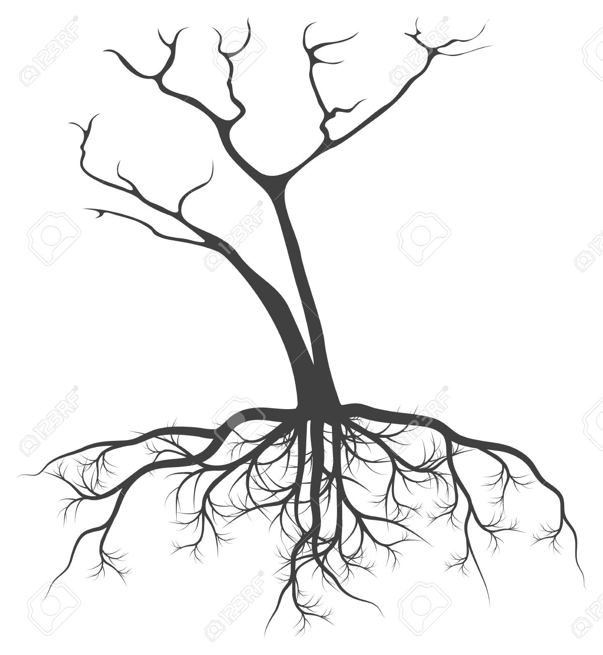 1197x1300 Dead Tree With Roots Vector Background Black Concept Royalty Free