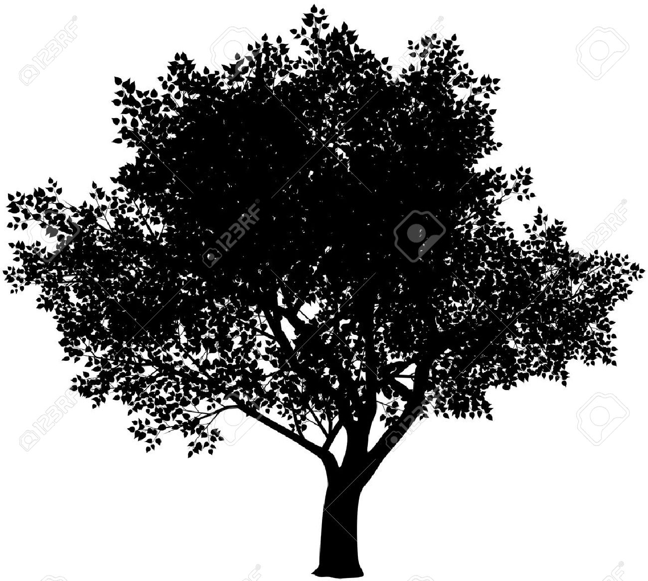 1300x1166 Vector Black And White Tree Silhouette. Eps8. Gradients Free