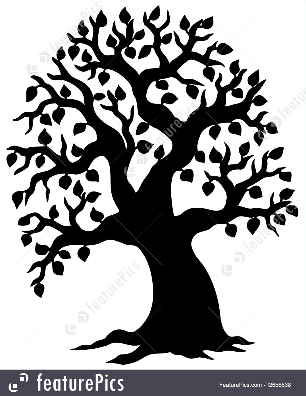 1077x1392 Big Leafy Tree Silhouette Illustration
