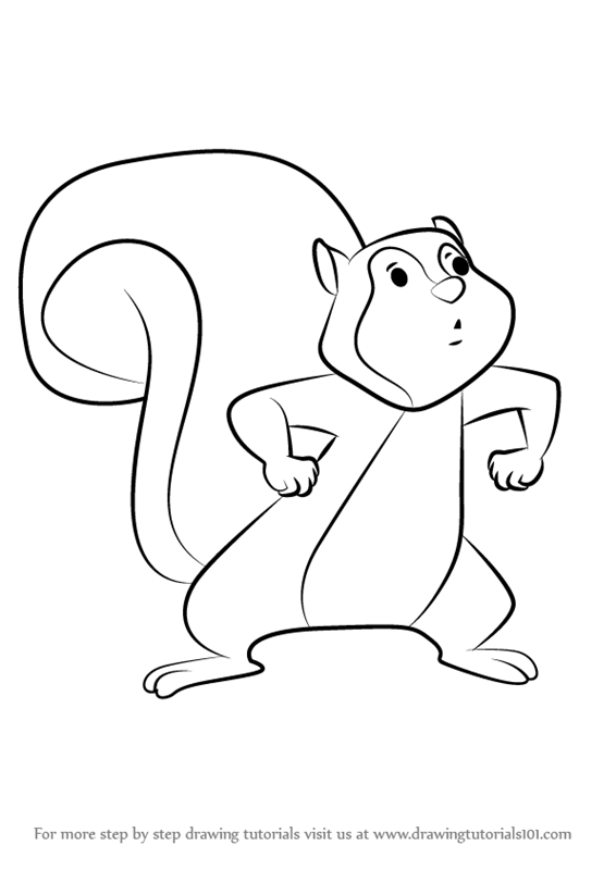 566x800 Drawing How To Draw A Cartoon Squirrel In A Tree As Well As How