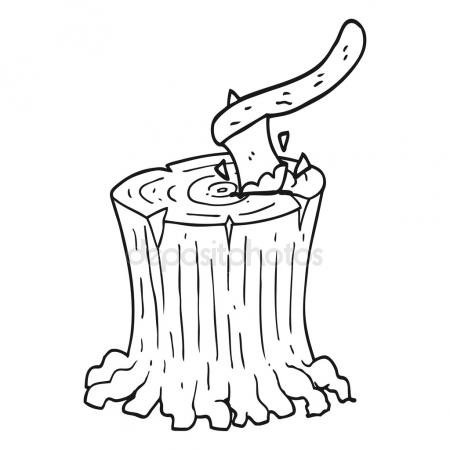 450x450 Black And White Cartoon Axe In Tree Stump Stock Vector