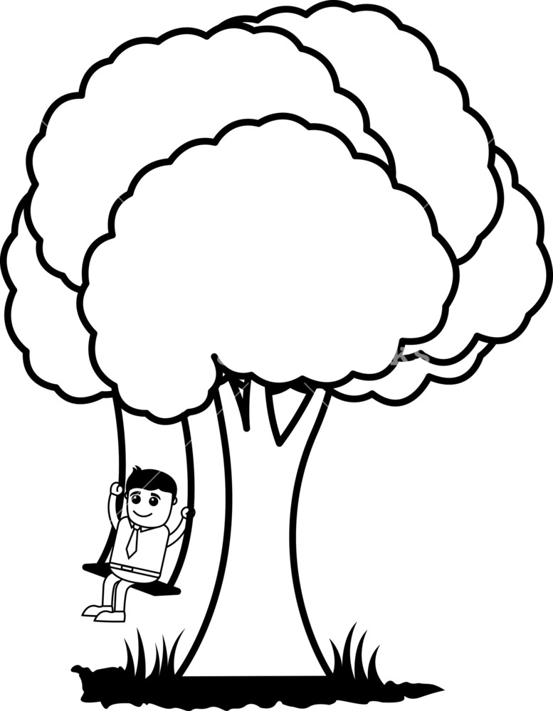 777x1000 Tree Swing Cartoon Vector Royalty Free Stock Image