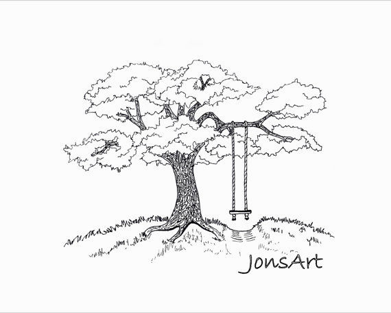 570x456 Tree Swing Drawing Home Decoration