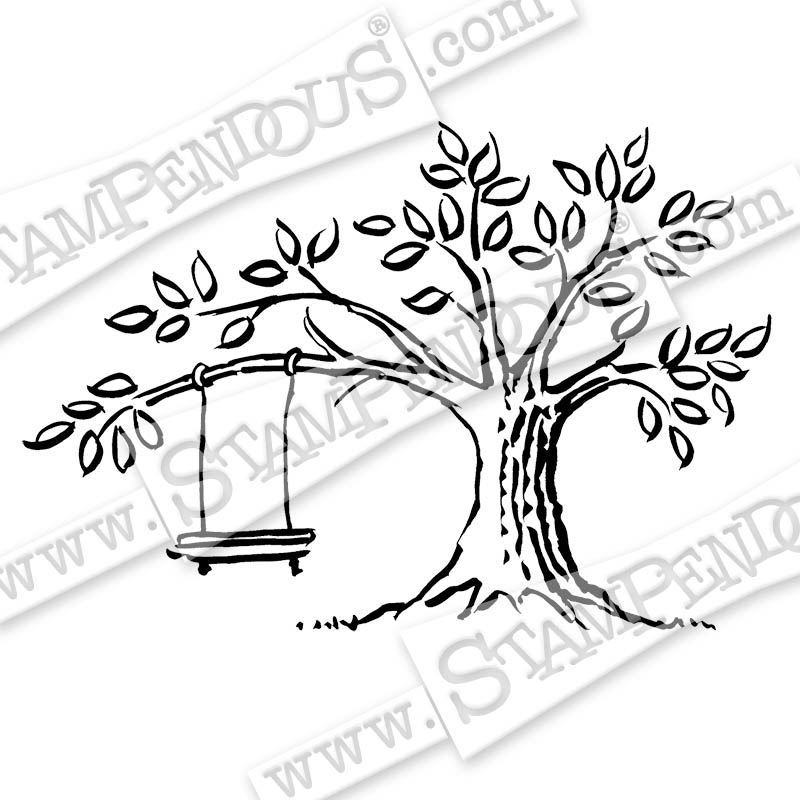 800x800 Tree Swing Rubber Stamp