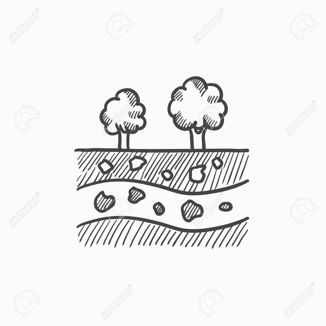 1300x1300 Cut Of Soil With Different Layers And Tree On Top Vector Sketch