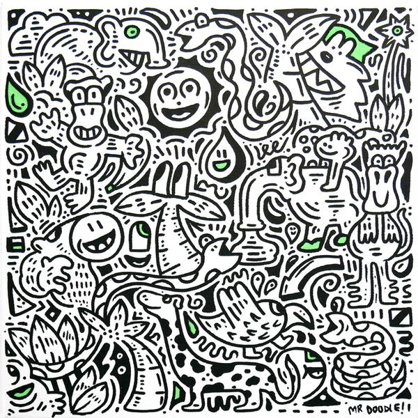 600x600 Tree Trunk Tumble' Hand Drawn Original Canvas Mrdoodleshop