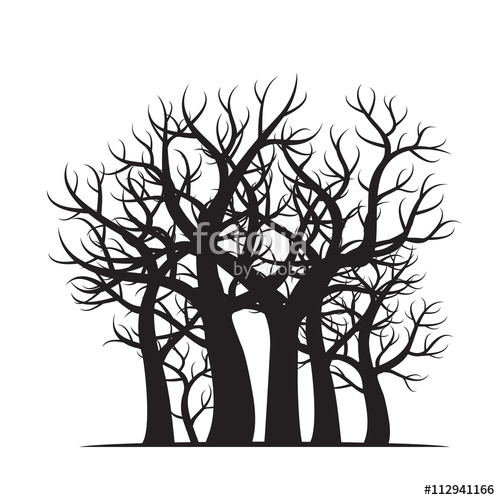 500x500 Group Of Black Trees. Vector Illustration. Stock Image