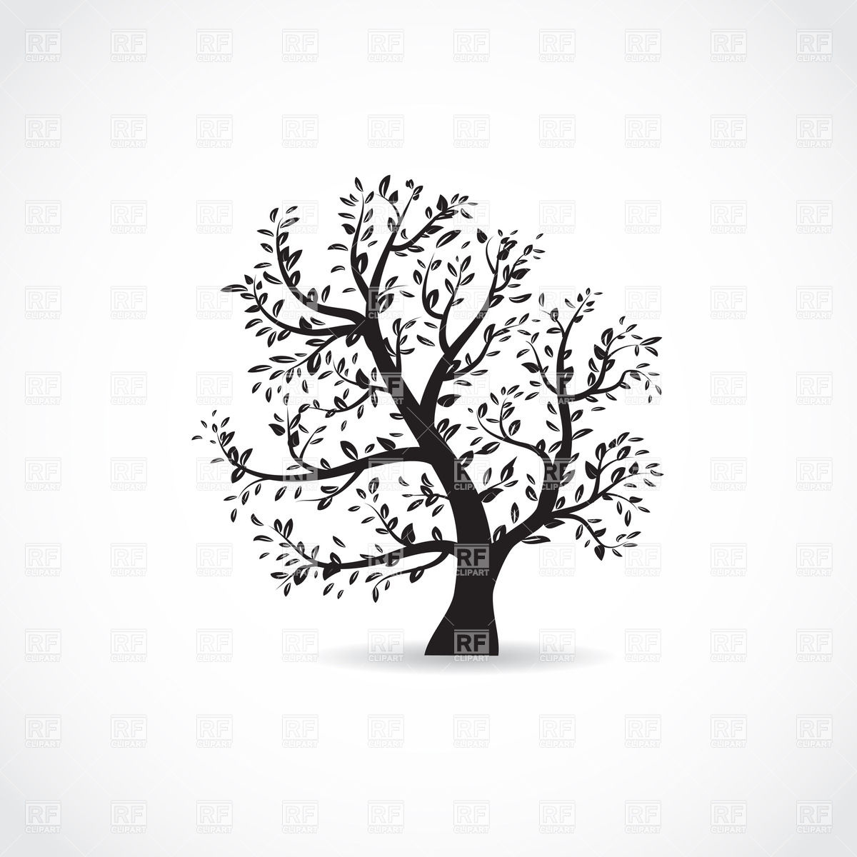 1200x1200 Leaf Bearing Tree Black Silhouette Royalty Free Vector Clip Art