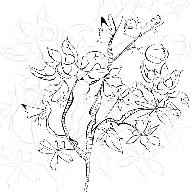 800x798 Sketch With Decorative Tree Stock Vector Colourbox