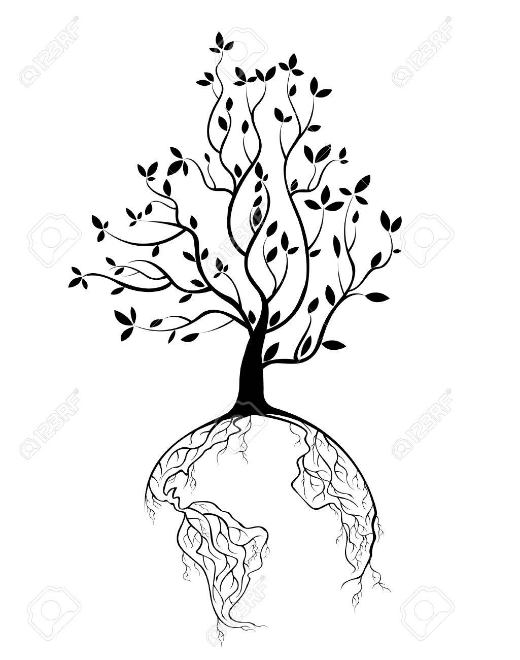 1025x1300 Globe Concept Tree Roots Royalty Free Cliparts, Vectors, And Stock