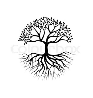 306x320 Illustration Of Tree Holding Globe With Its Roots On Sunburst